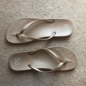Rose-gold sandals with glittery straps